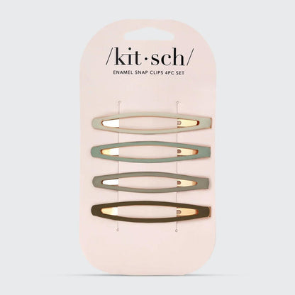 Kitsch Enamel Elongated Snap Clips 4 pcs