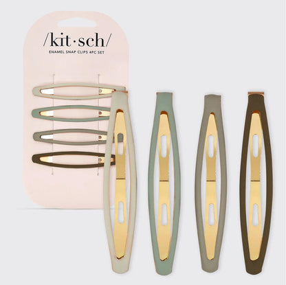 Kitsch Enamel Elongated Snap Clips 4 pcs
