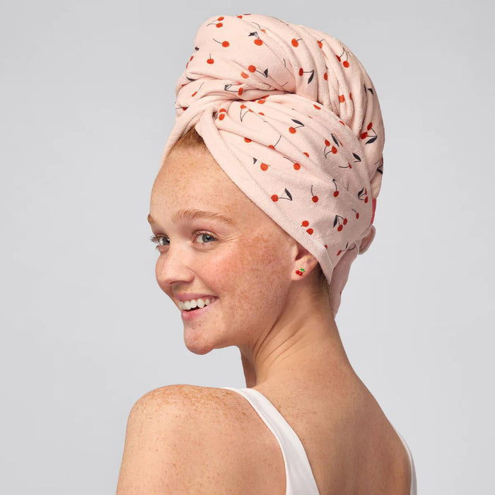 Kitsch XL Hair Towel Wrap - Cherry Print