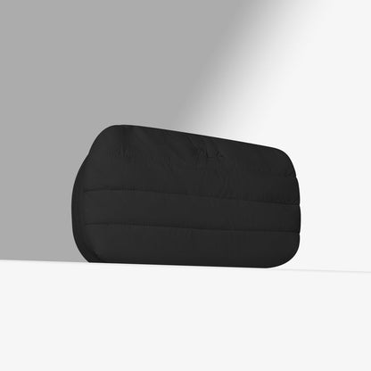 A black puff pouch bag, shown on a clean white surface against a light gray background.