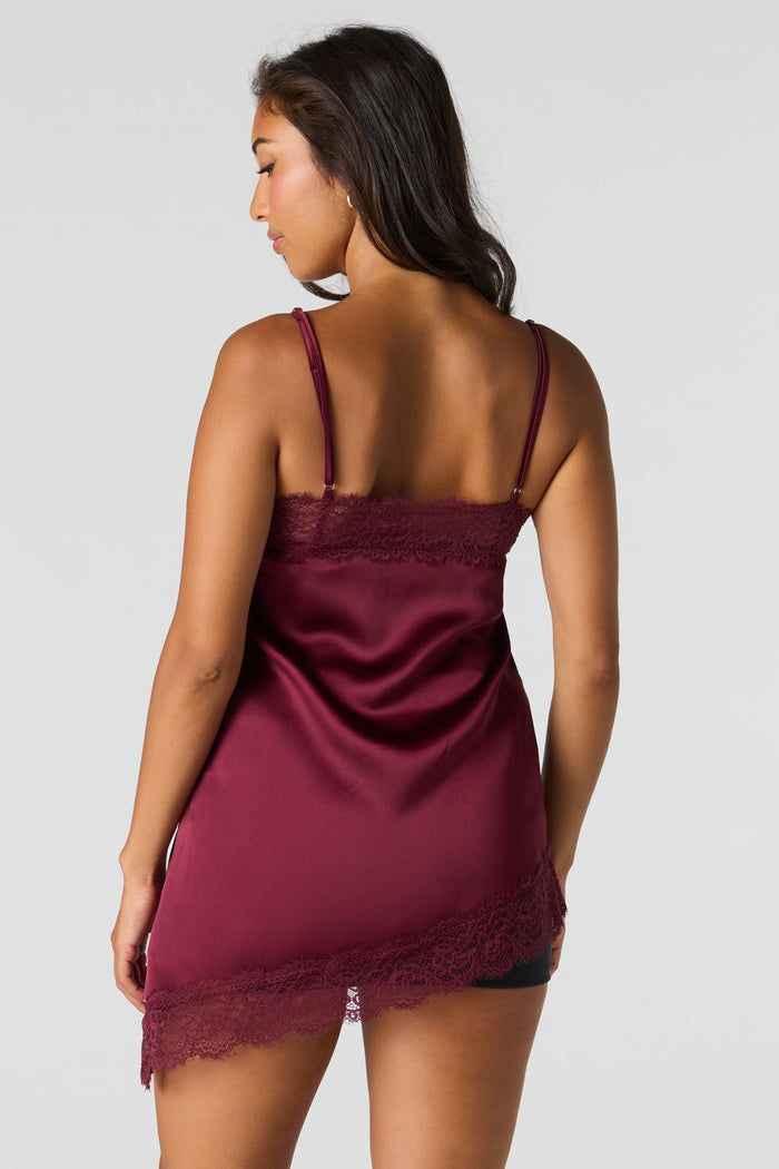Lace Satin Asymmetrical Cami
