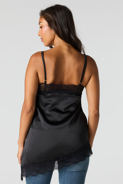 Lace Satin Asymmetrical Cami
