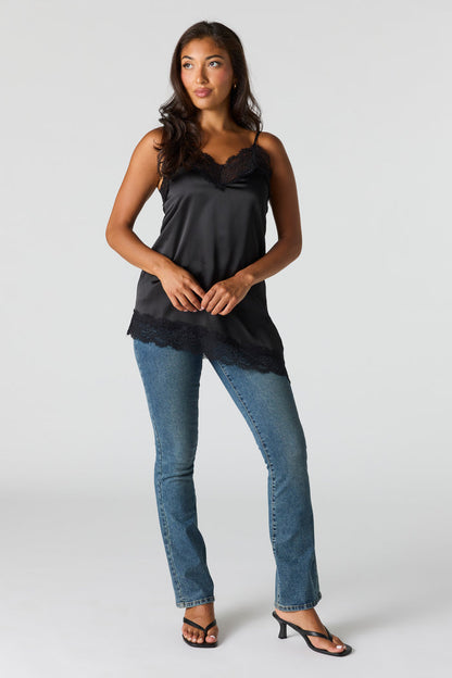 Lace Satin Asymmetrical Cami