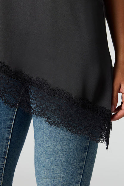 Lace Satin Asymmetrical Cami