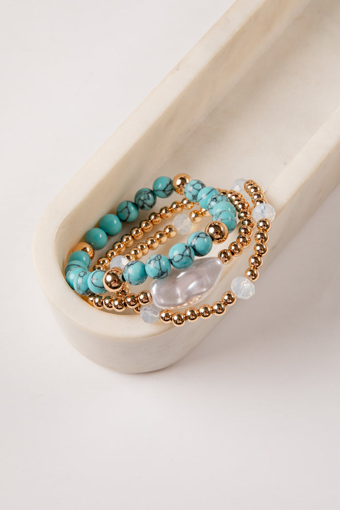 blue stack bracelet set