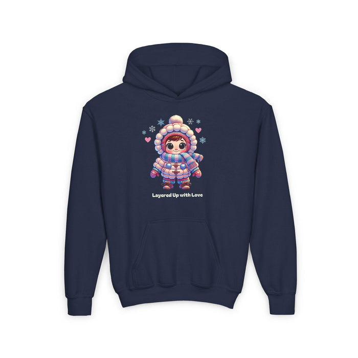 Layered Up with Love (girl) - Cozy Comfort for Kids! ❄️💖 Youth Heavy Blend Hooded Sweatshirt - Whippie's