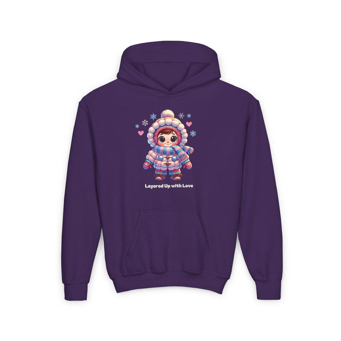 Layered Up with Love (girl) - Cozy Comfort for Kids! ❄️💖 Youth Heavy Blend Hooded Sweatshirt - Whippie's