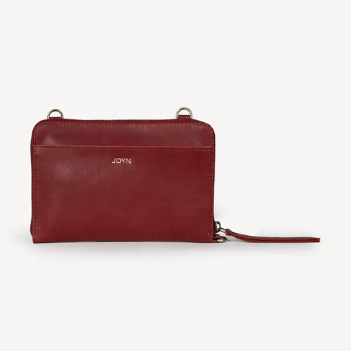 Leather Crossbody Wallet- Cherry