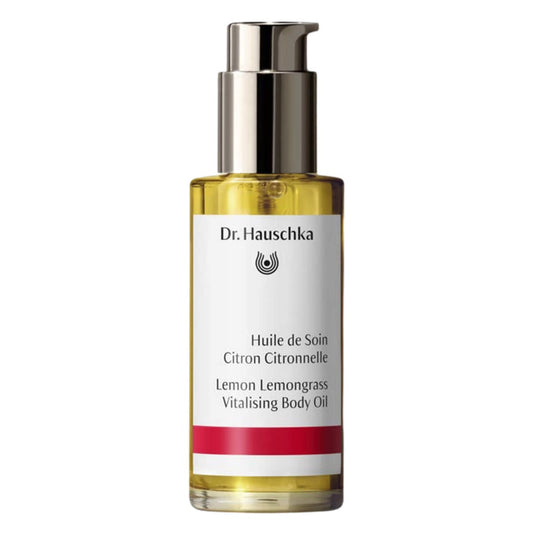 Bottle of Dr. Hauschka Lemon Lemongrass Vitalising Body Oil 75ml