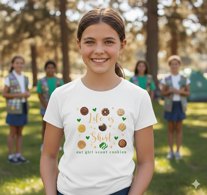 Life is Short, Eat Girl Scout Cookies Tee | Youth (LBB)