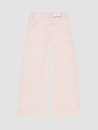 DL1961 girls' Lily wide-leg jeans in pale pink 'Primrose Pink', flat back view.