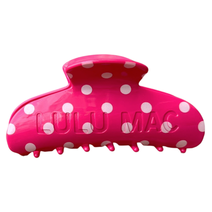 LM-LULU MAC HAIR CLIPS Hot Pink/White Dot