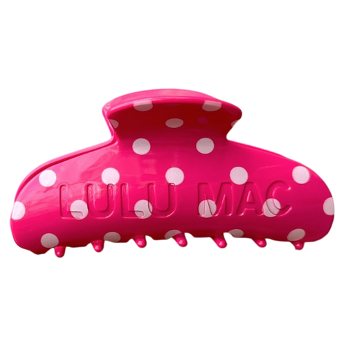 LM-LULU MAC HAIR CLIPS Hot Pink/White Dot