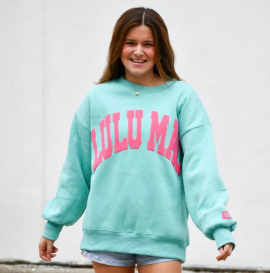 LM-Mint w/ Hot Pink Puff Sweatshirt