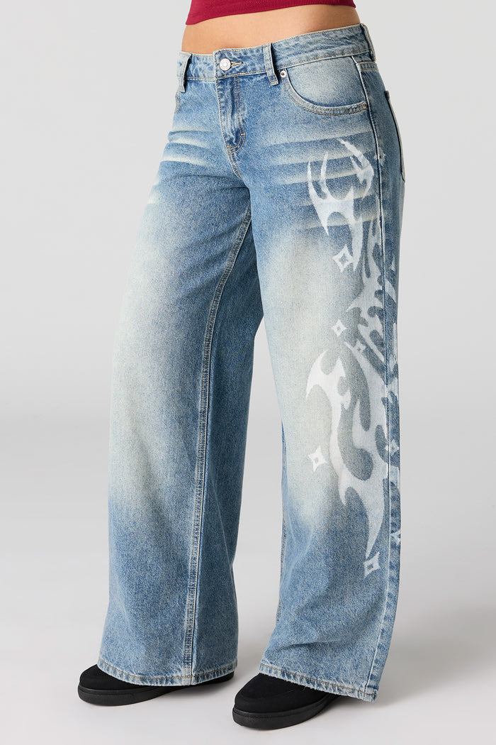 London Low Rise Printed Super Baggy Jean