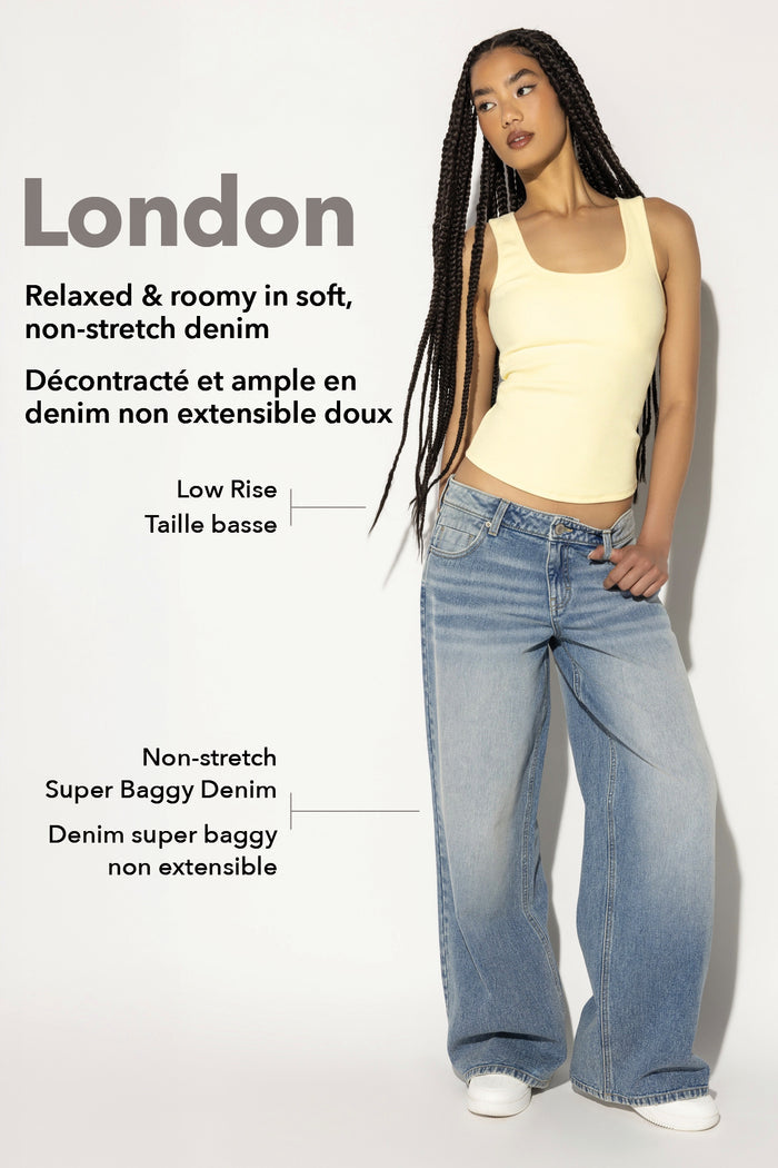 London Low Rise Printed Super Baggy Jean