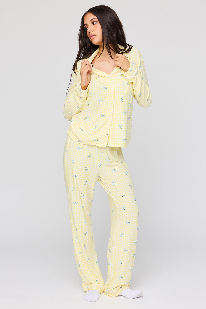 Long Sleeve Button-Up Top & Pant Pajama Set