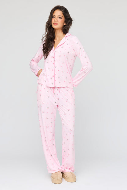 Long Sleeve Button-Up Top & Pant Pajama Set