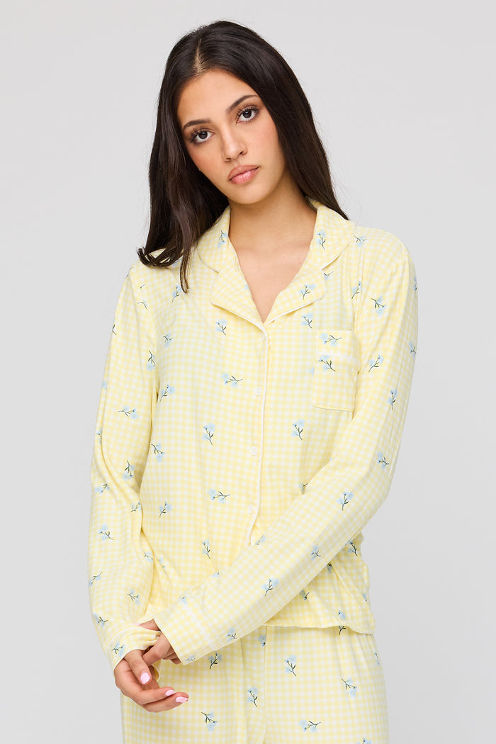 Long Sleeve Button-Up Top & Pant Pajama Set