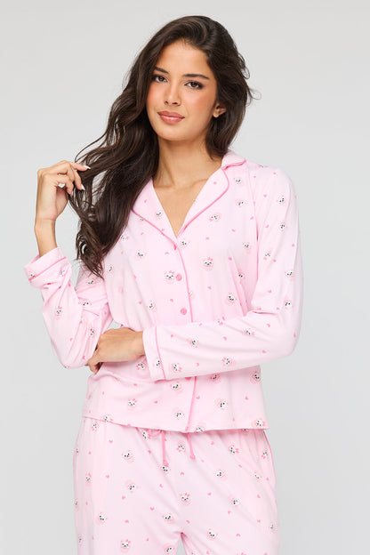 Long Sleeve Button-Up Top & Pant Pajama Set