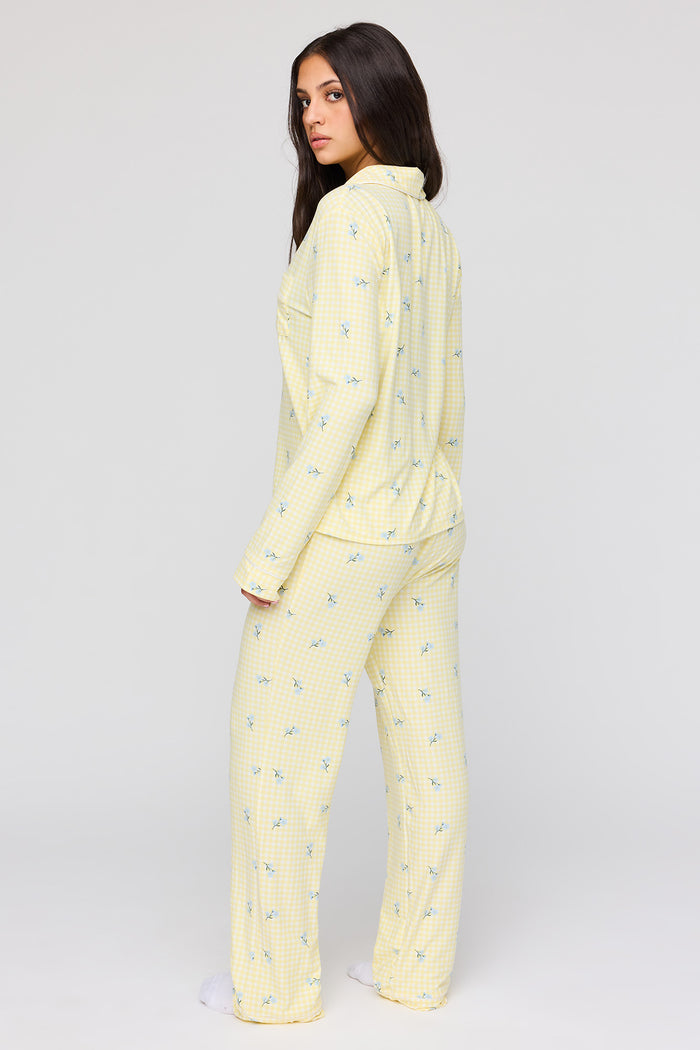 Long Sleeve Button-Up Top & Pant Pajama Set