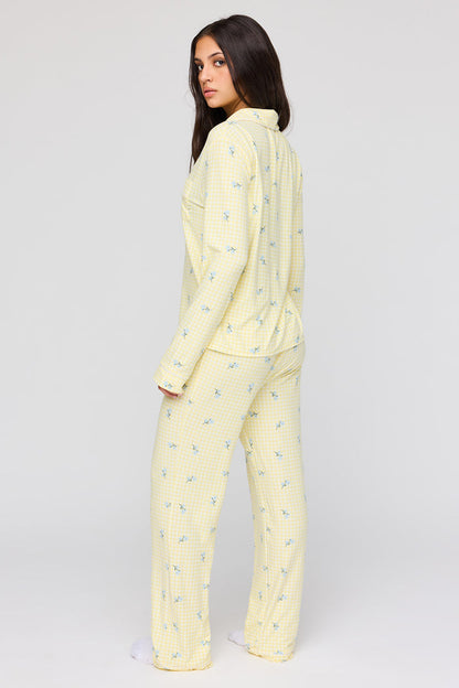 Long Sleeve Button-Up Top & Pant Pajama Set