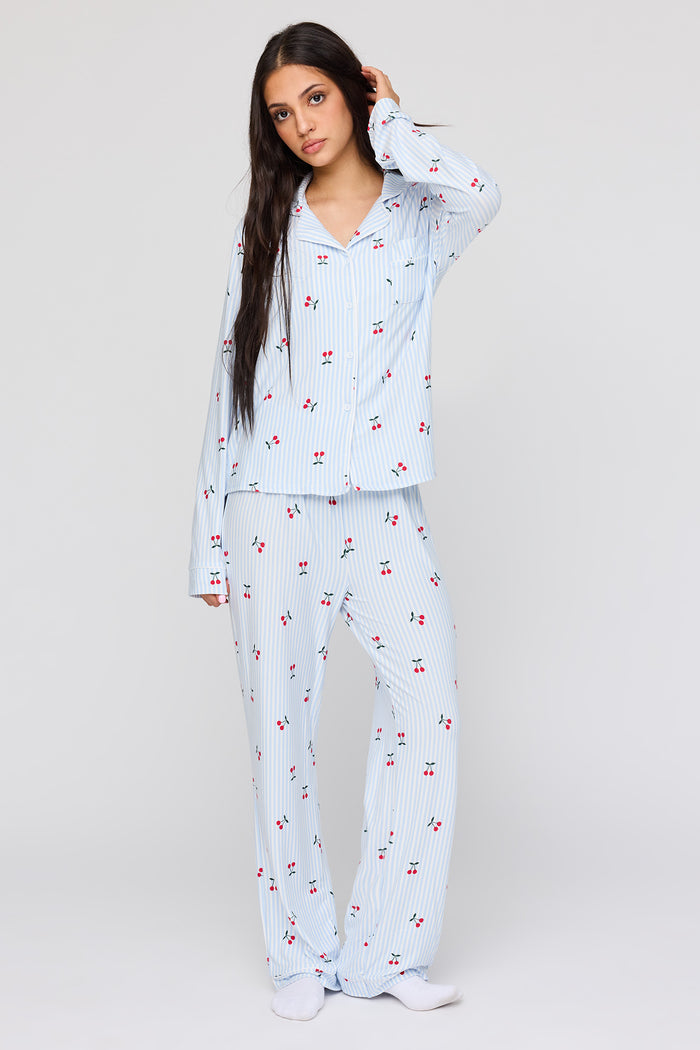 Long Sleeve Button-Up Top & Pant Pajama Set