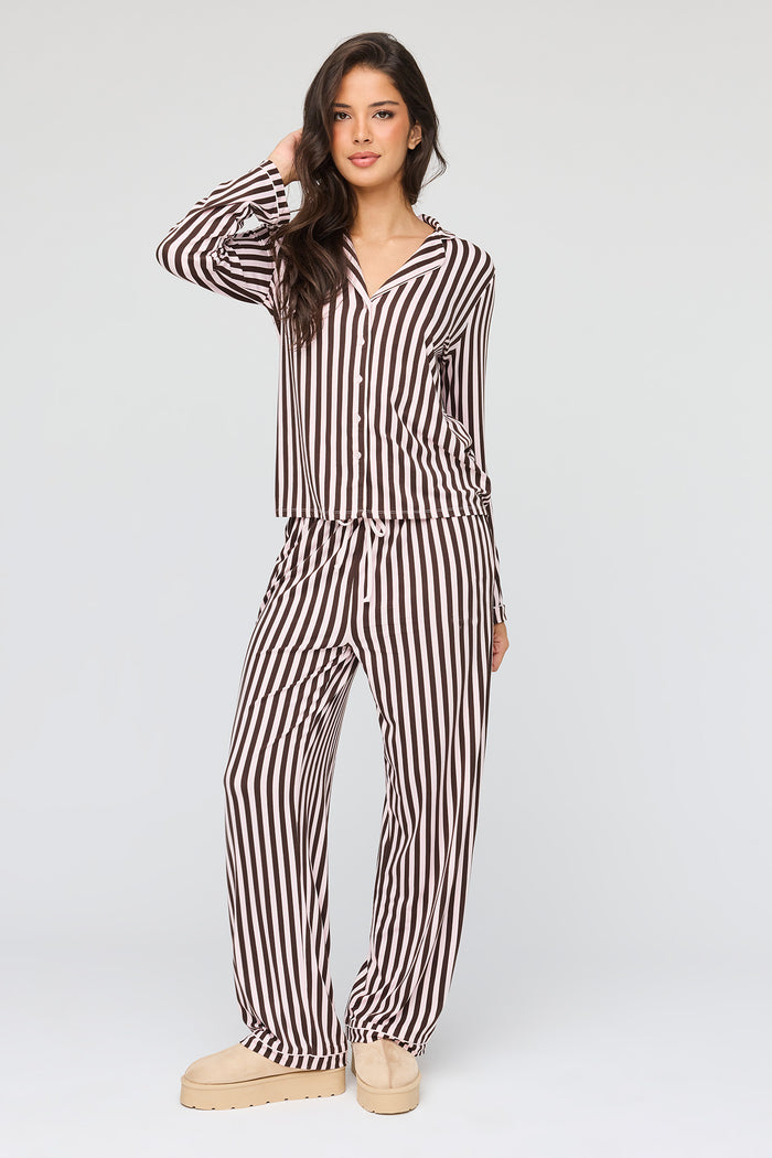 Long Sleeve Button-Up Top & Pant Pajama Set
