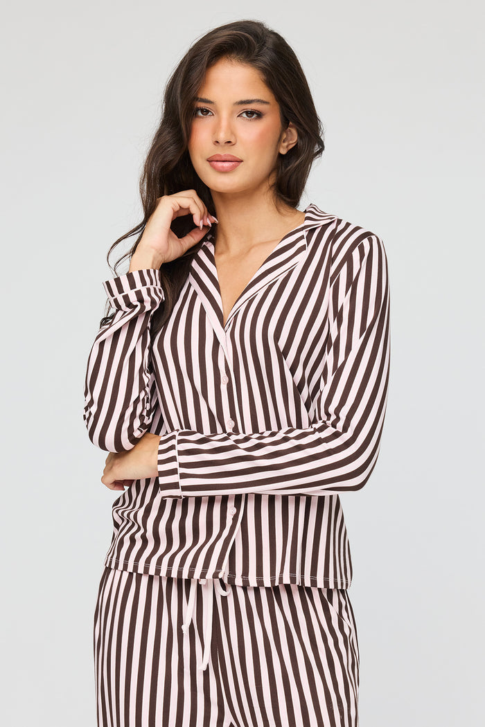 Long Sleeve Button-Up Top & Pant Pajama Set