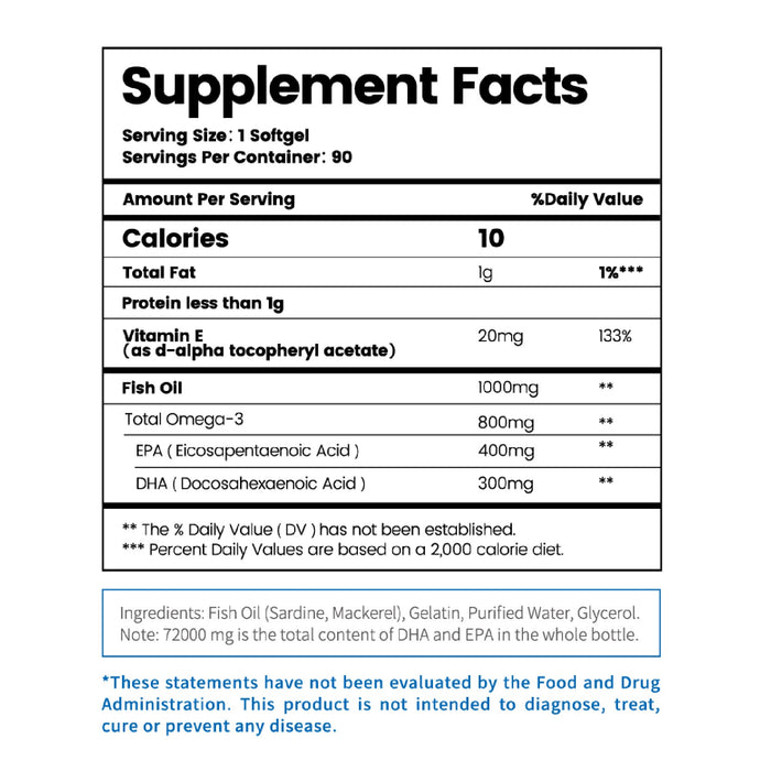 LOSOKI Deep-Sea Fish Oil Softgels 48000mg Dietary Supplement - myernk