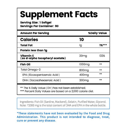 LOSOKI Deep-Sea Fish Oil Softgels 48000mg Dietary Supplement - myernk