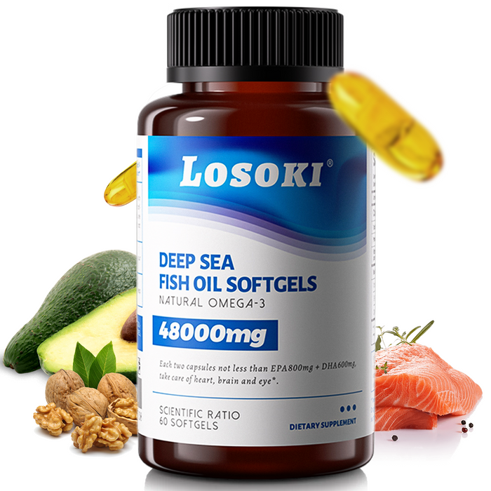 LOSOKI Deep-Sea Fish Oil Softgels 48000mg Dietary Supplement - myernk