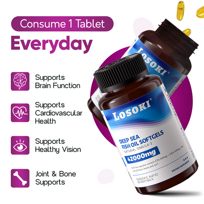 LOSOKI Deep-Sea Fish Oil Softgels 48000mg Dietary Supplement - myernk