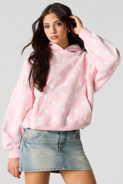 Luxe Fleece Polka Dot Boyfriend Hoodie