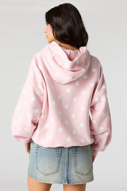 Luxe Fleece Polka Dot Boyfriend Hoodie