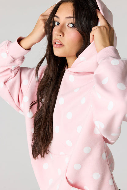 Luxe Fleece Polka Dot Boyfriend Hoodie