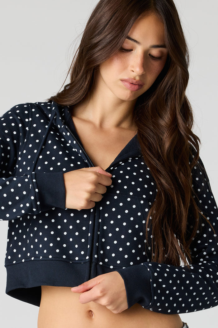 Luxe French Terry Polka Dot Zip Hoodie