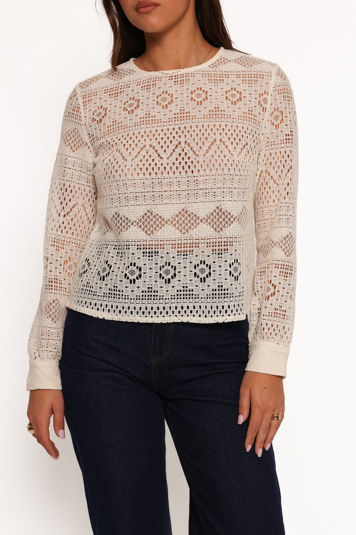Petal and Pup USA TOPS Maddot Long Sleeve Top - Cream