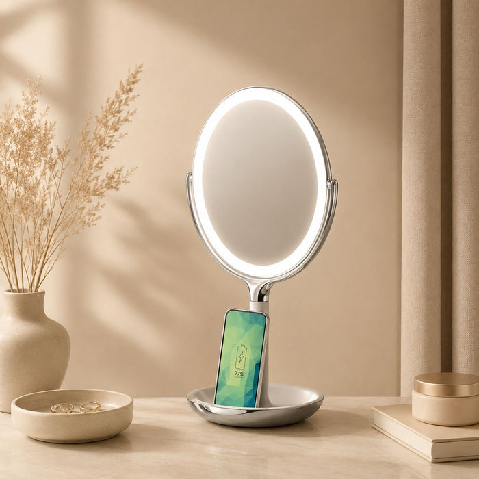 Makeup Spejl med LED-Lys & Trådløs Oplader