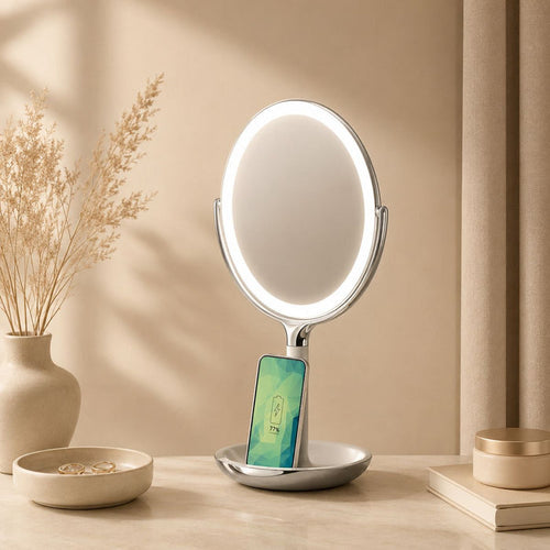 Makeup Spejl med LED-Lys & Trådløs Oplader