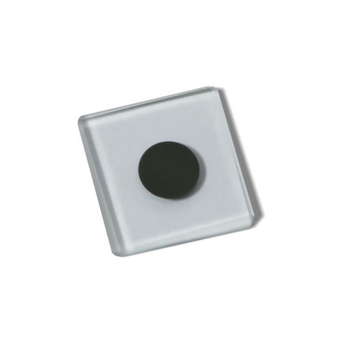 Manufacturing Precision ±1μm Glass Dot Calibration Target for MASK Alignment (15x15mm), SKU CT20040105, three quarter front view