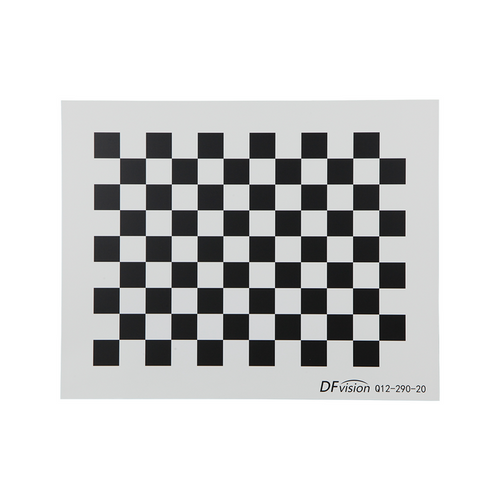 Manufacturing Precision ±0.5μm White Glass Checkerboard Calibration Target (290x230mm 12x9), SKU CT20020101, three quarter front view