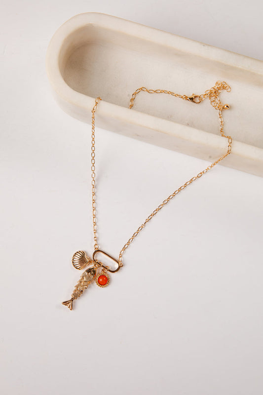 rust Maren Coastal Charm Gold Necklace