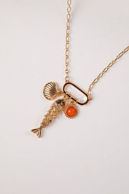 rust Maren Coastal Charm Gold Necklace
