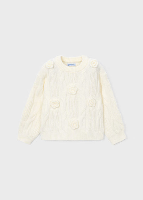 Mayoral 3D Flower Sweater-Ivory