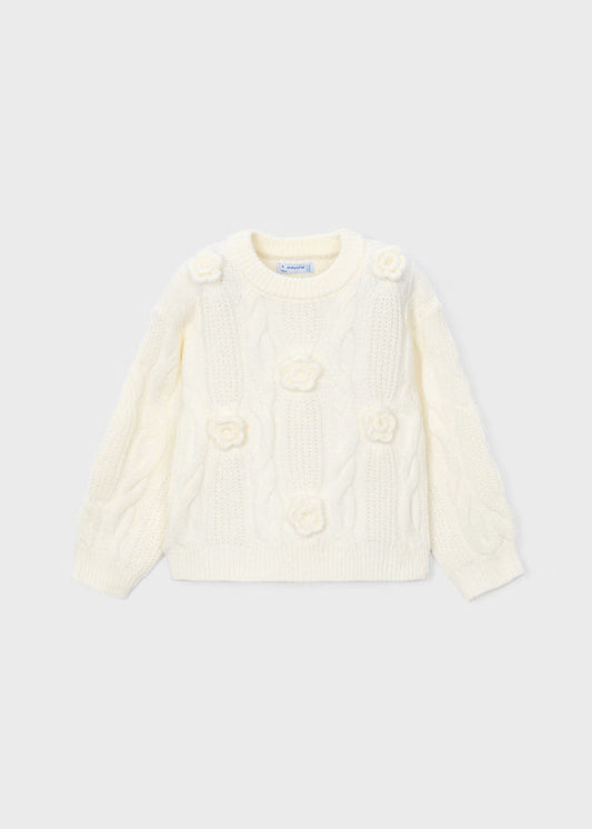 Mayoral 3D Flower Sweater-Ivory