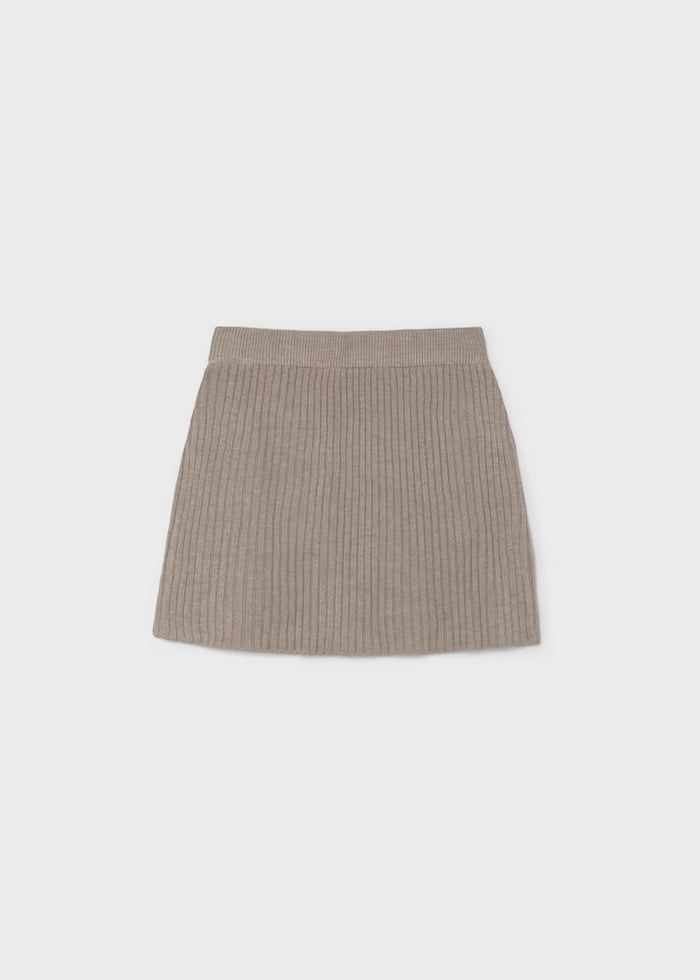 Mayoral Ribbed Knit Skirt-Brown