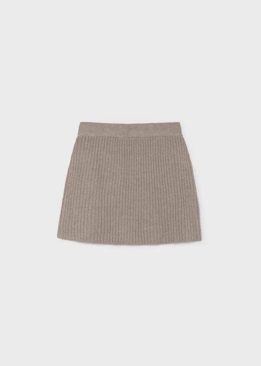 Mayoral Ribbed Knit Skirt-Brown