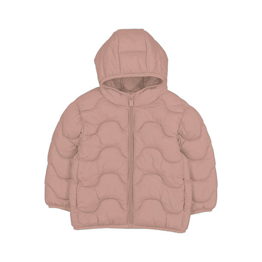 Mayoral Wavy Puffer Hooded Coat-Pink