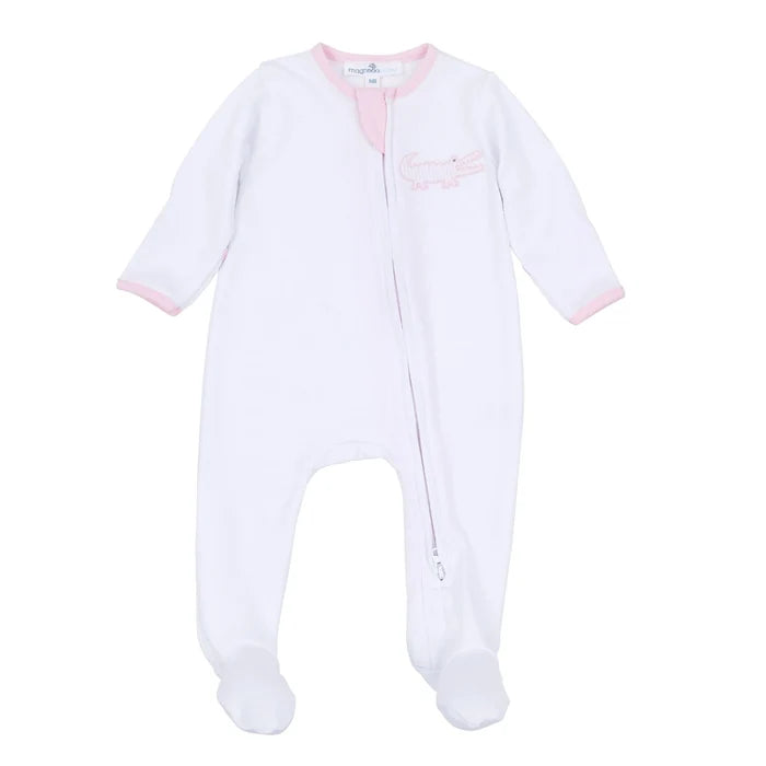 MB Gator Applique Zip Footie-Pink